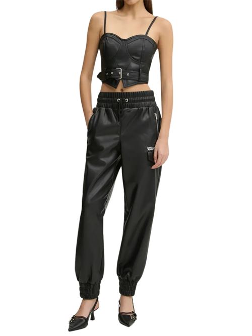 Top donna nero in ecopelle Karl Lagerfeld jeans | A1W11011999